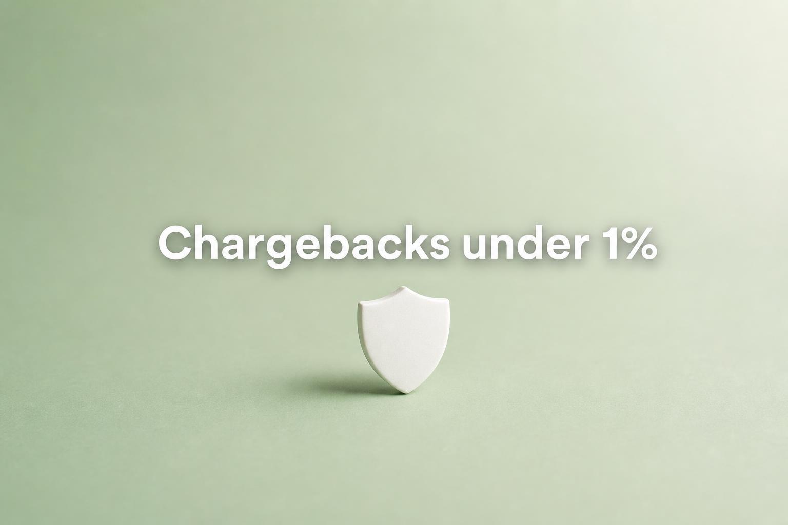 Chargeback rate trend chart showing under 1 percent ratio protecting merchant ID health